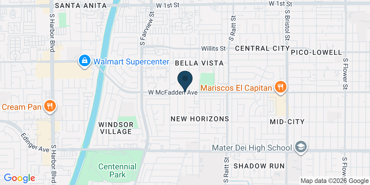 Map showing Santa Ana, Orange County, CA