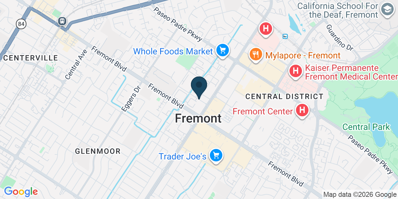 Map showing Fremont, Alameda County, CA