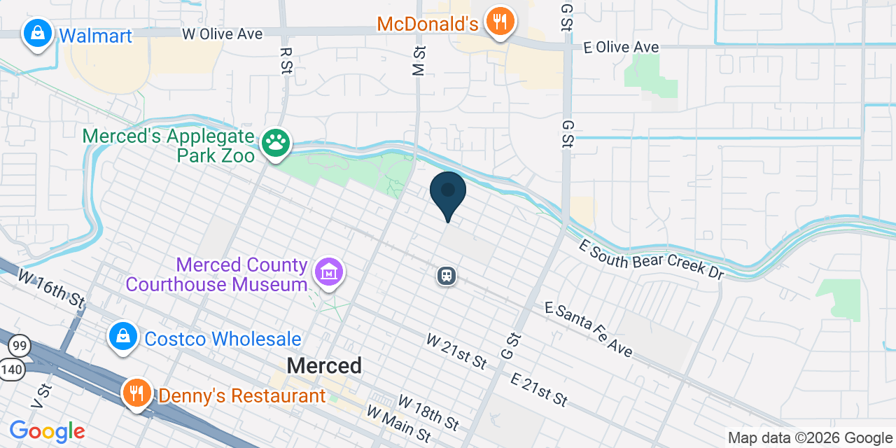 Map showing Merced, Merced County, CA