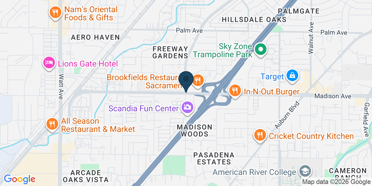Map showing North Highlands, Sacramento County, CA