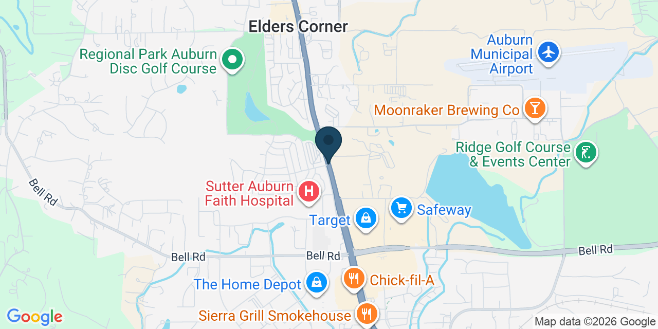 Map showing North Auburn, Placer County, CA