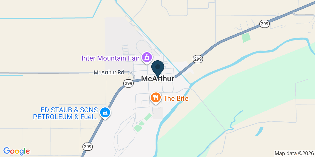 Map showing McArthur, Shasta County, CA