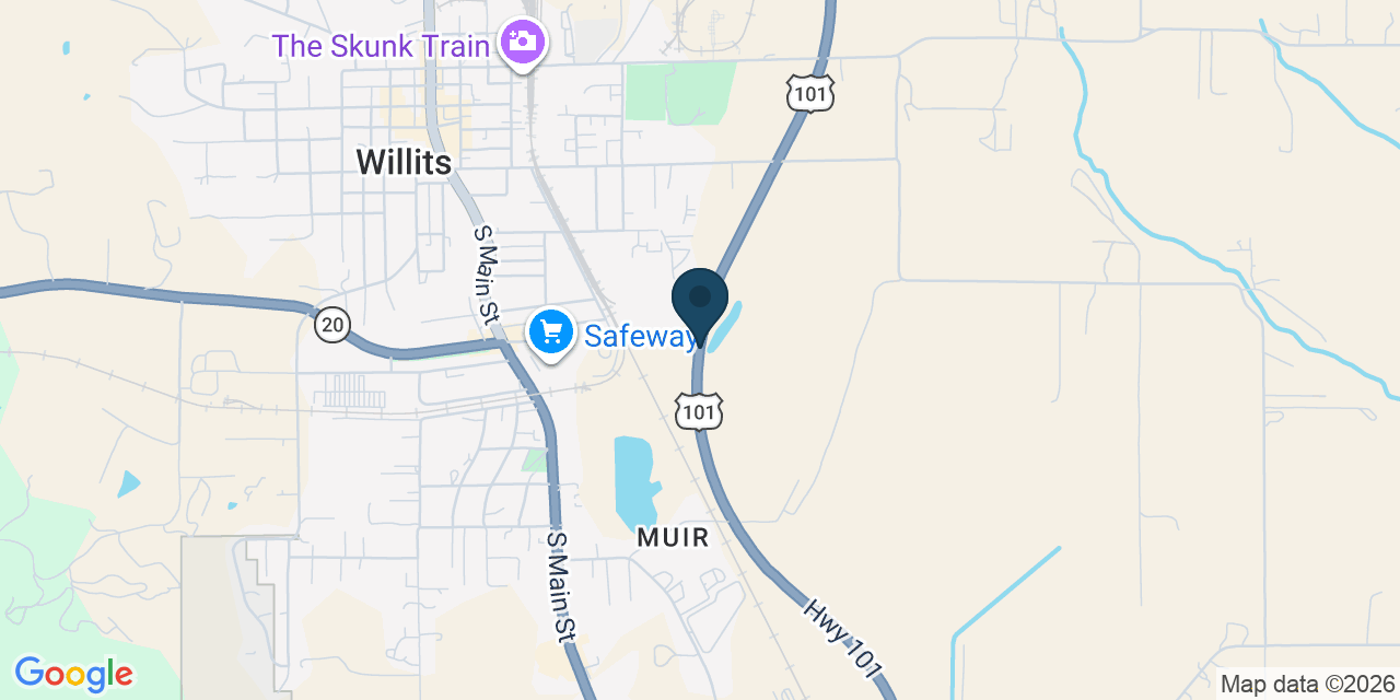 Map showing Willits, Mendocino County, CA