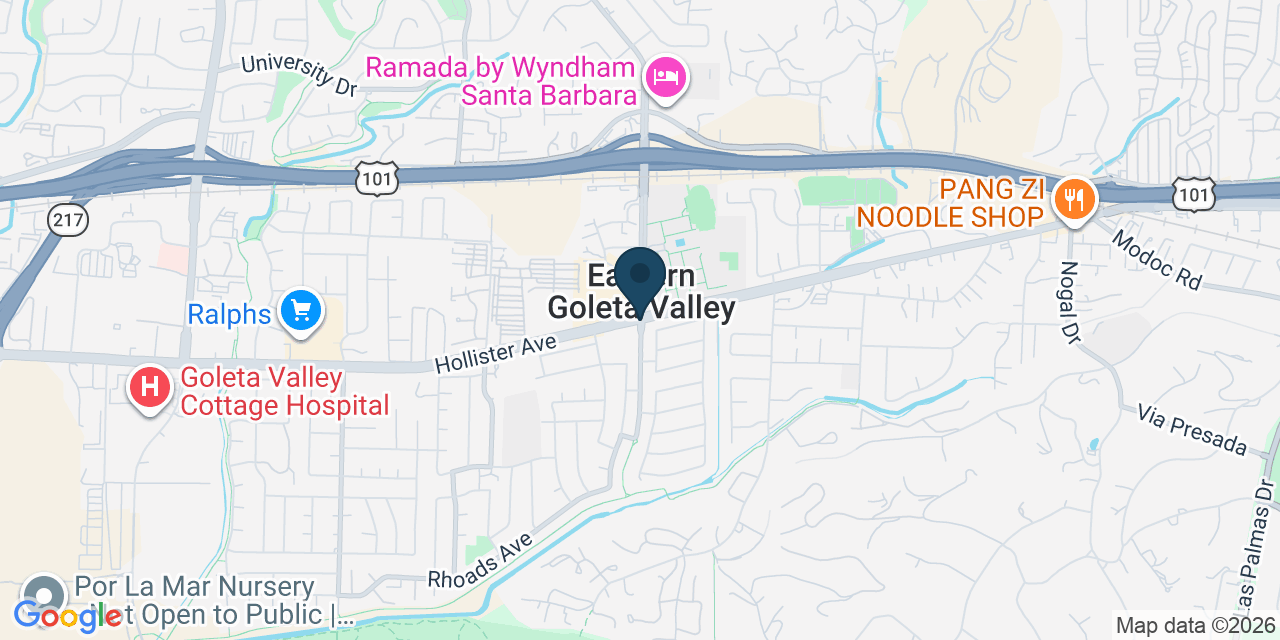 Map showing Eastern Goleta Valley, Santa Barbara County, CA