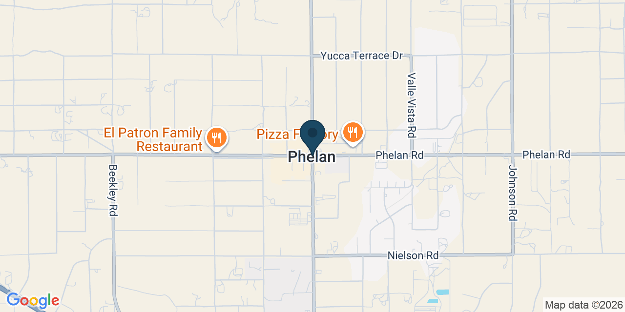 Map showing Phelan, San Bernardino County, CA