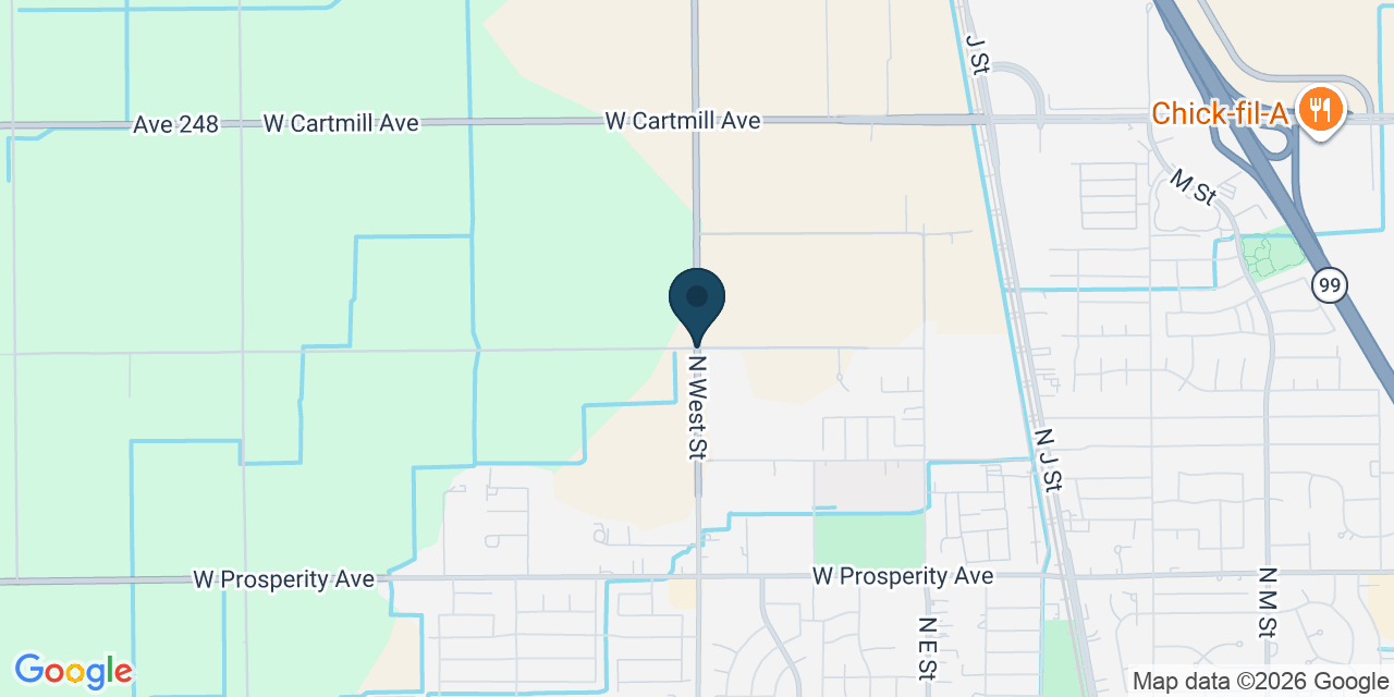 Map showing Tulare County, CA