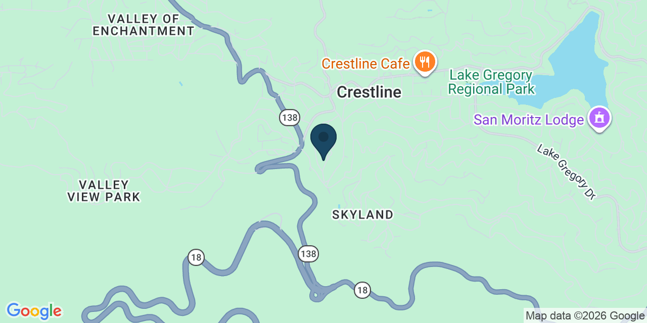 Map showing Crestline, San Bernardino County, CA