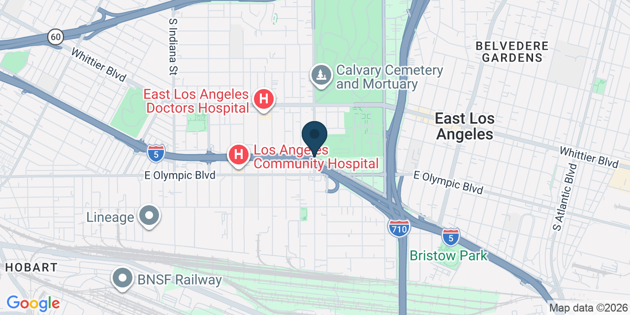 Map showing East Los Angeles, Los Angeles County, CA