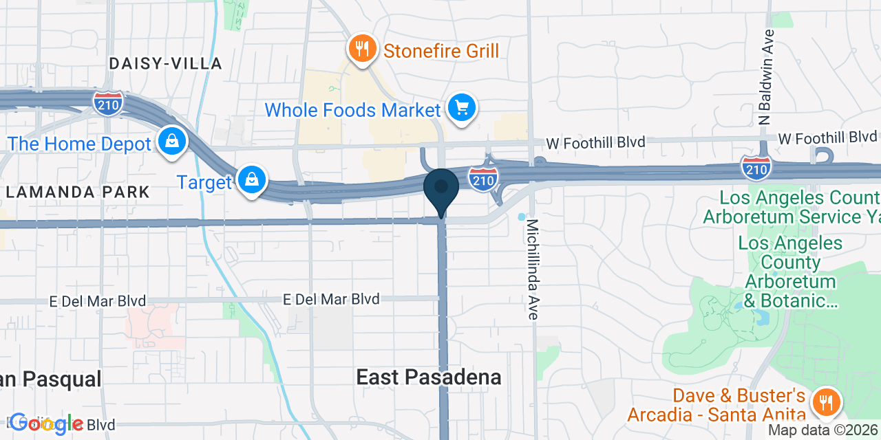 Map showing East Pasadena, Los Angeles County, CA