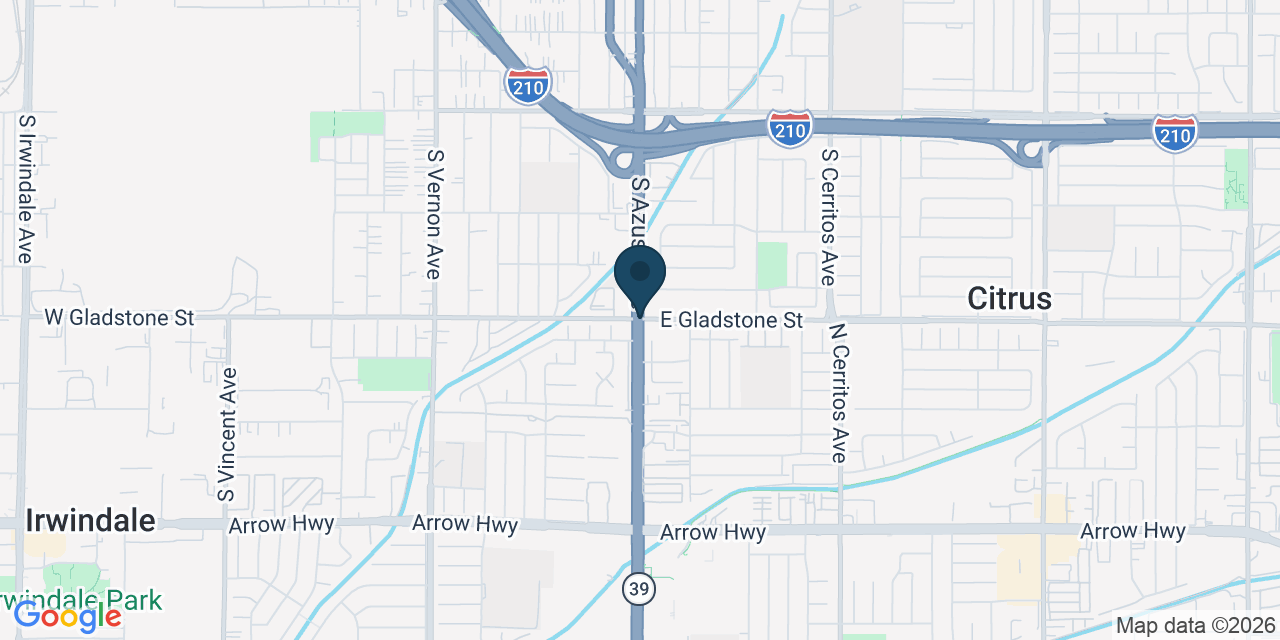 Map showing Azusa, Los Angeles County, CA