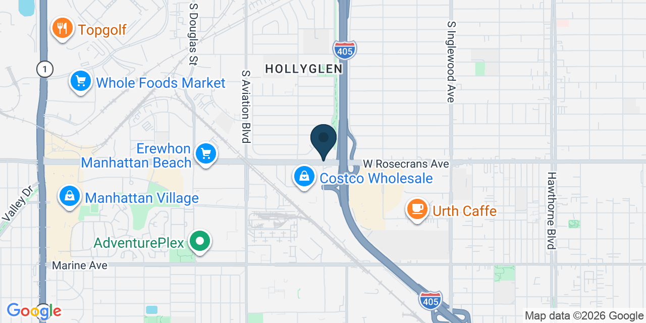 Map showing Hawthorne, Los Angeles County, CA