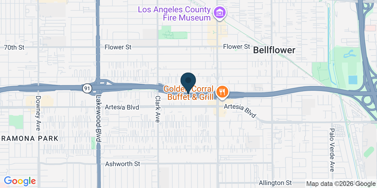 Map showing Bellflower, Los Angeles County, CA