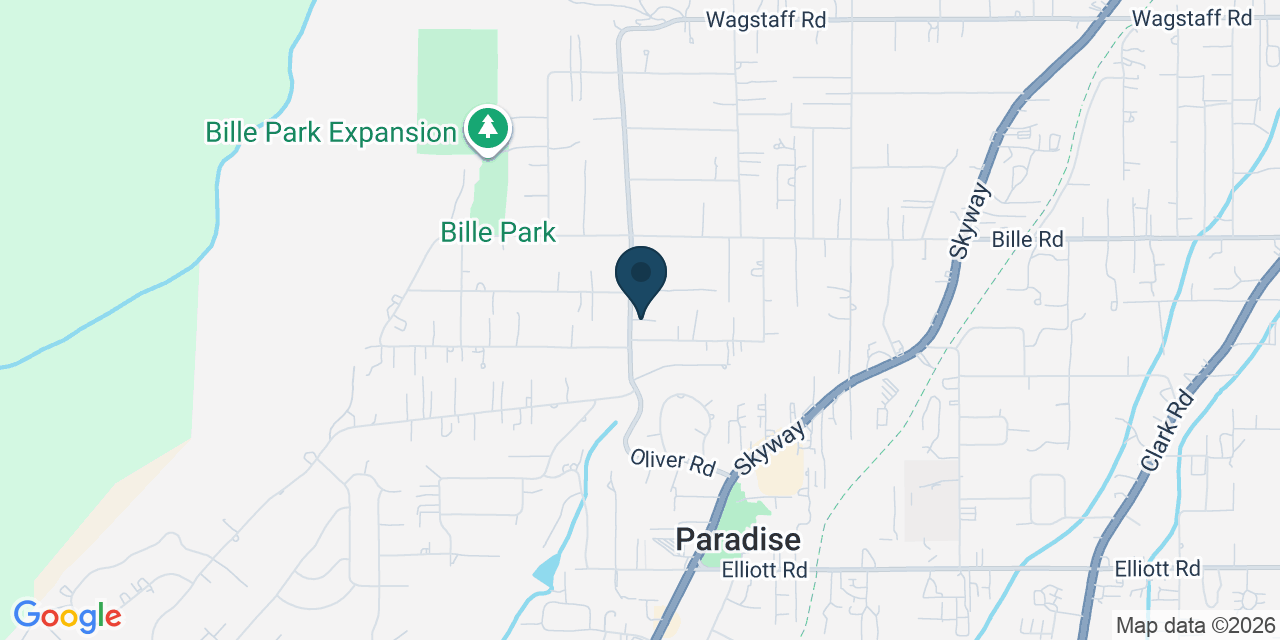 Map showing Paradise, Butte County, CA
