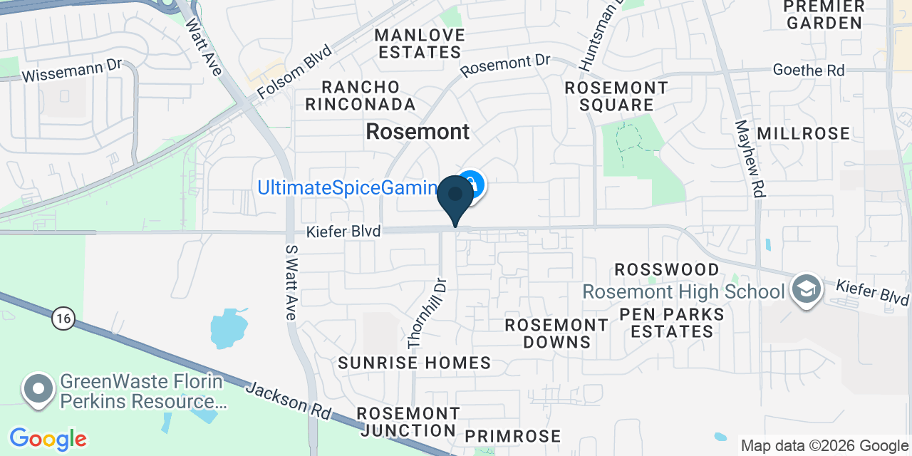 Map showing Rosemont, Sacramento County, CA