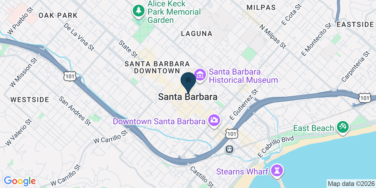 Map showing Santa Barbara, Santa Barbara County, CA