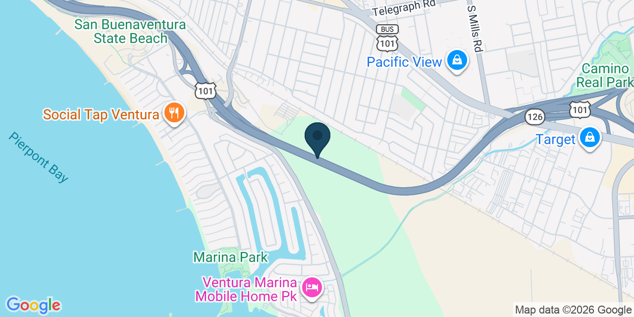 Map showing Ventura, Ventura County, CA