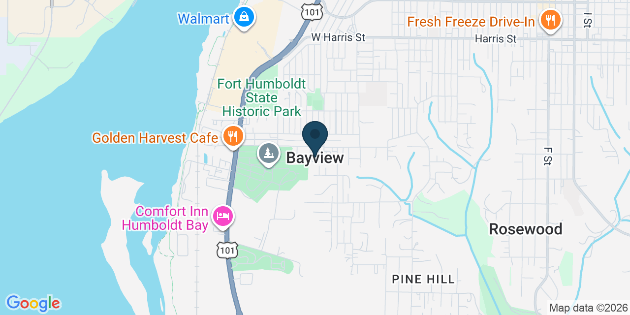 Map showing Bayview, Humboldt County, CA