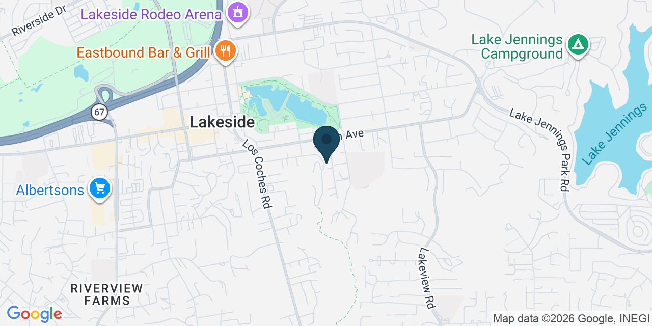 Map showing Lakeside, San Diego County, CA