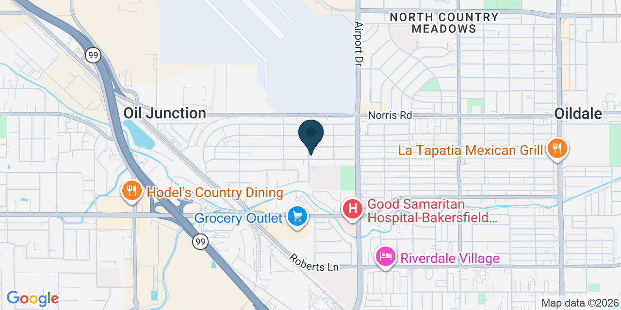 Map showing Bakersfield, Kern County, CA