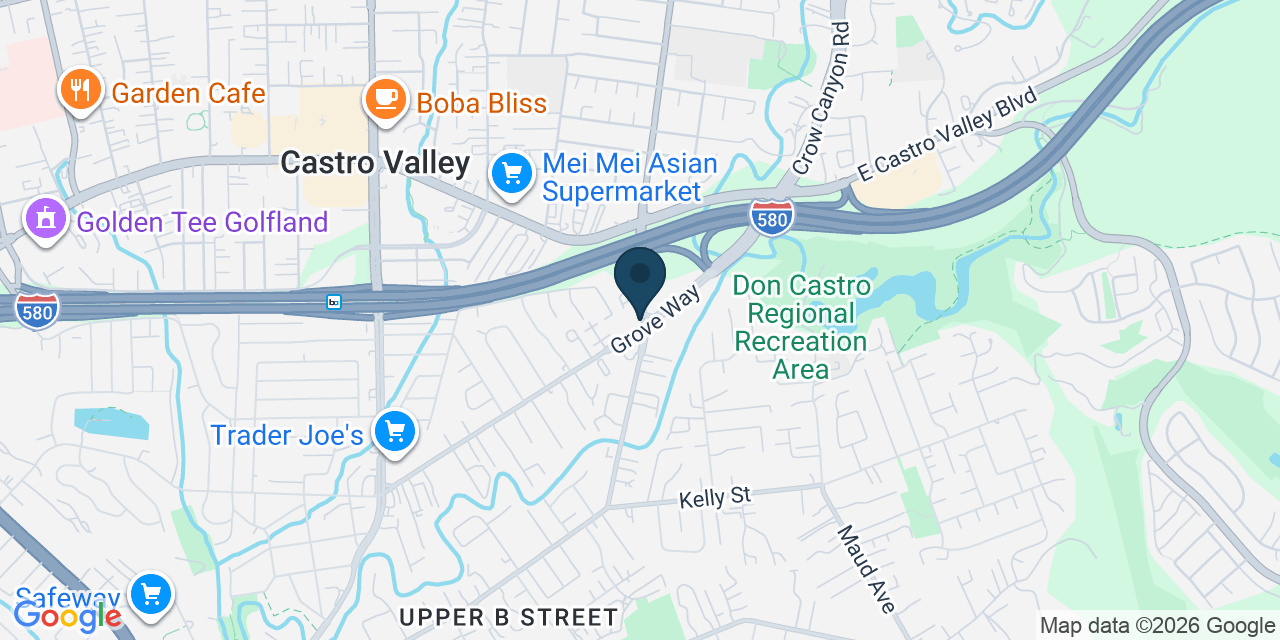 Map showing Castro Valley, Alameda County, CA