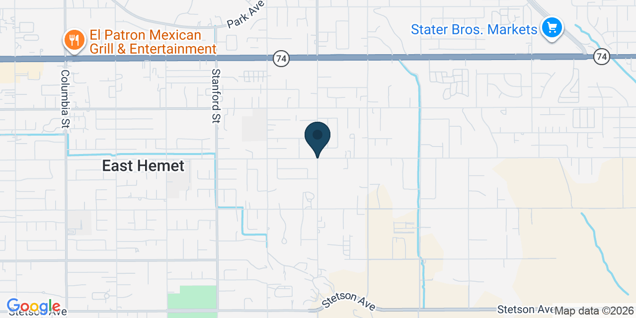 Map showing East Hemet, Riverside County, CA