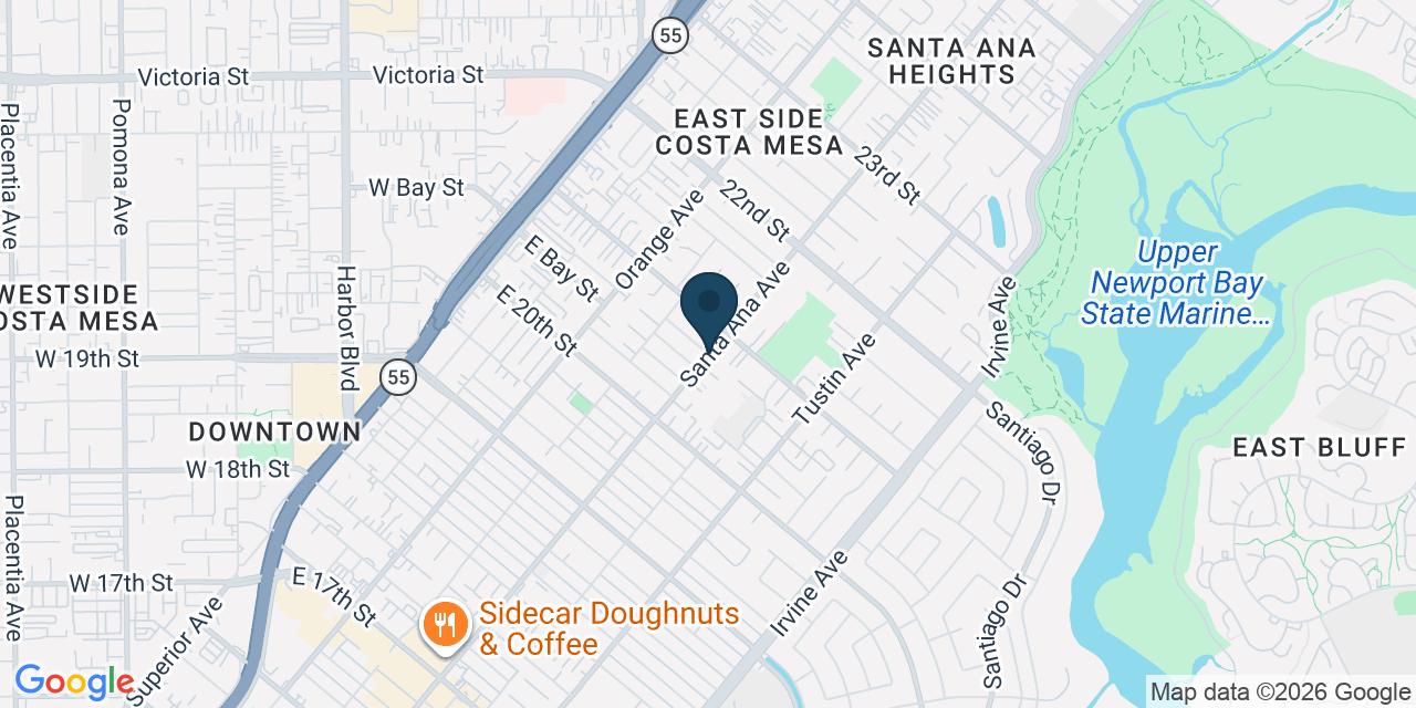 Map showing Orange County, CA
