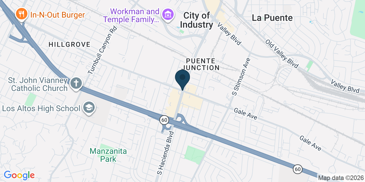 Map showing Hacienda Heights, Los Angeles County, CA