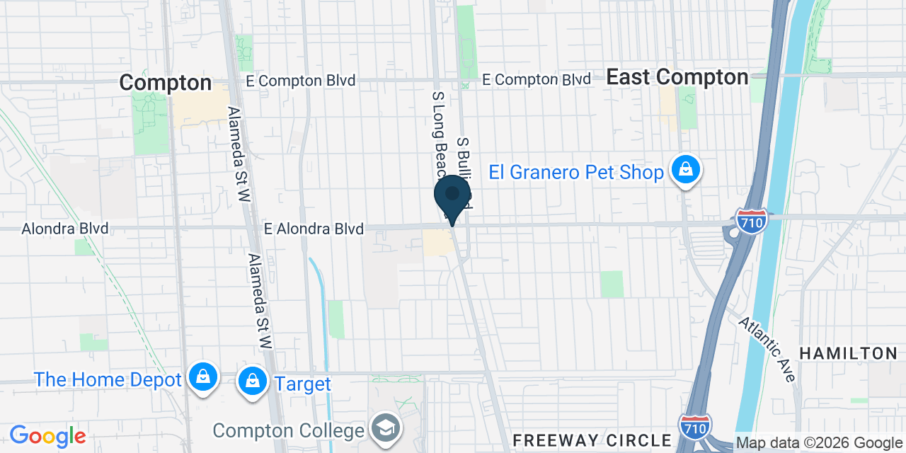Map showing Compton, Los Angeles County, CA