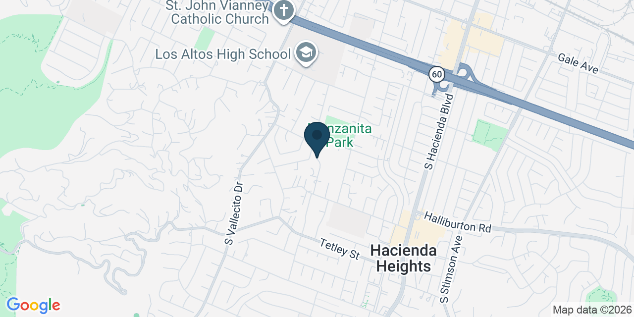 Map showing Hacienda Heights, Los Angeles County, CA