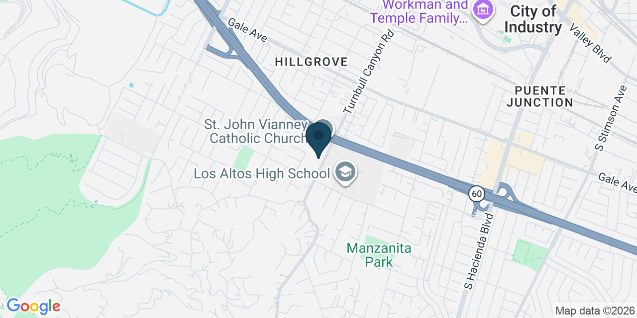 Map showing La Puente, Los Angeles County, CA