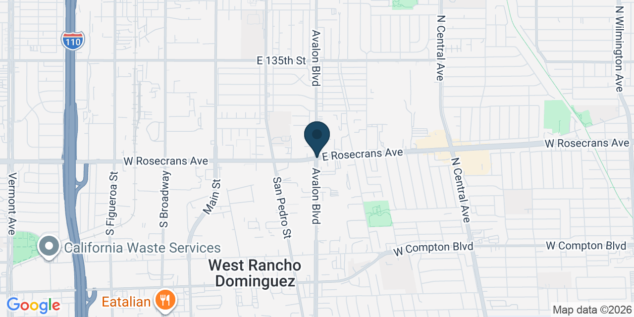 Map showing West Rancho Dominguez, Los Angeles County, CA