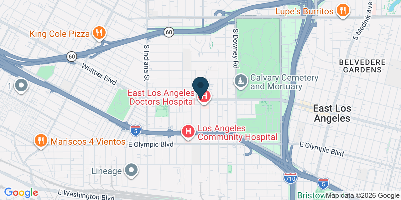 Map showing East Los Angeles, Los Angeles County, CA