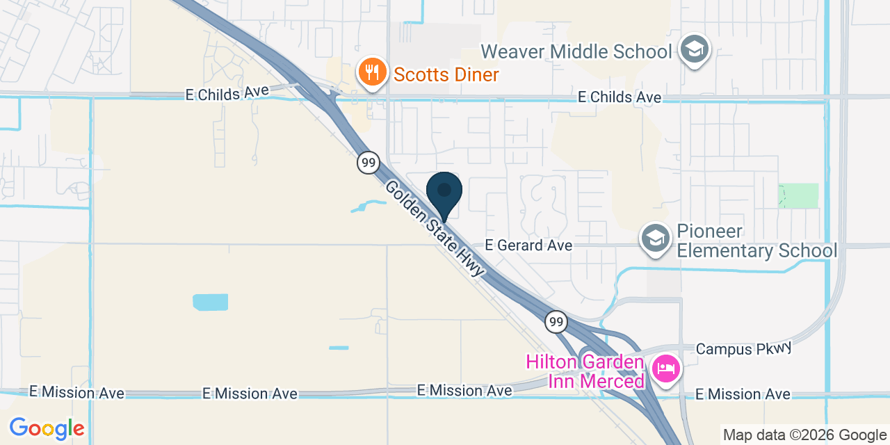 Map showing Merced, Merced County, CA