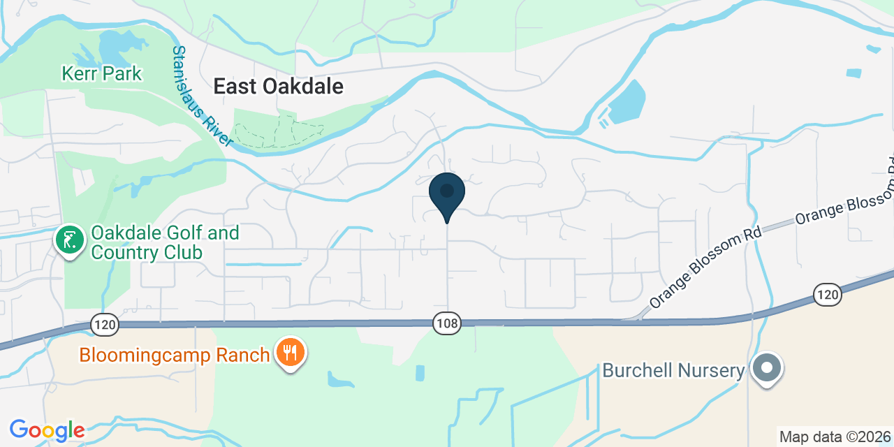 Map showing East Oakdale, Stanislaus County, CA