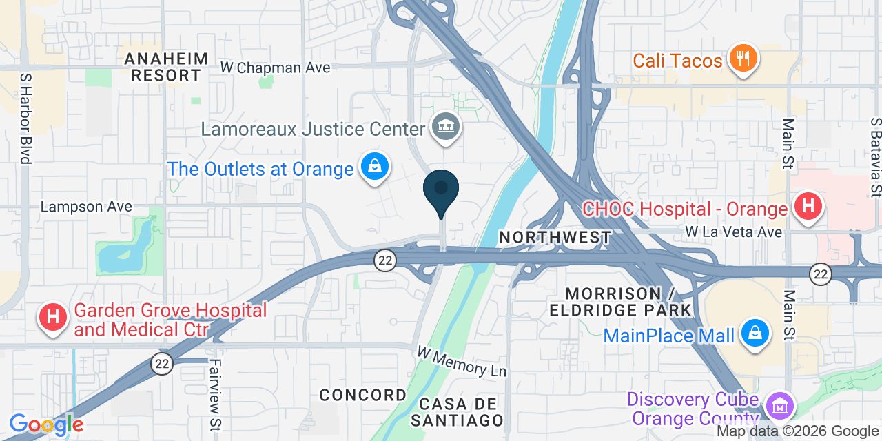 Map showing Orange County, CA