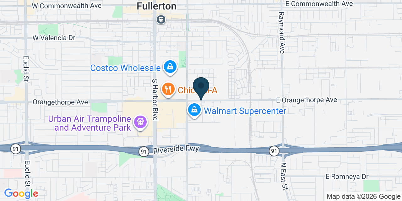 Map showing Orange County, CA