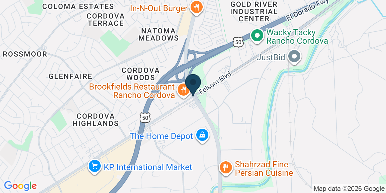 Map showing Rancho Cordova, Sacramento County, CA