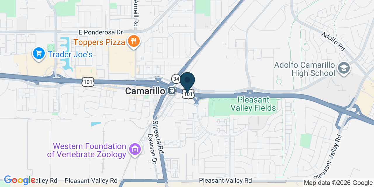 Map showing Camarillo, Ventura County, CA