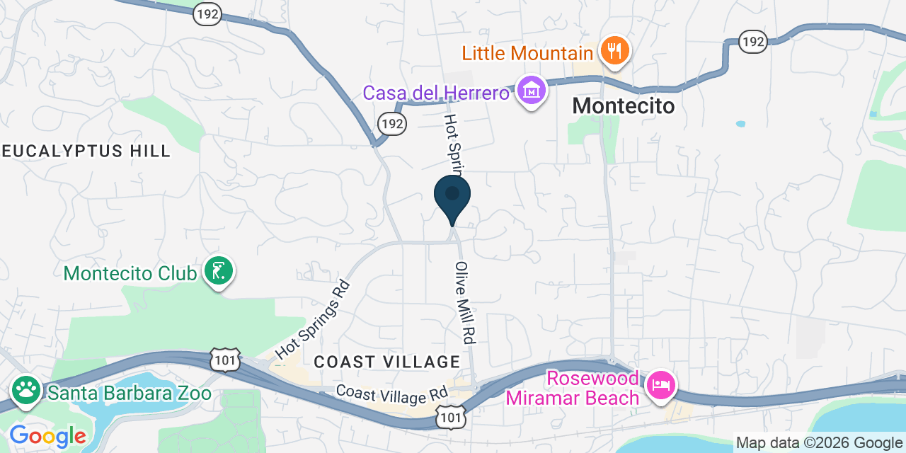 Map showing Montecito, Santa Barbara County, CA