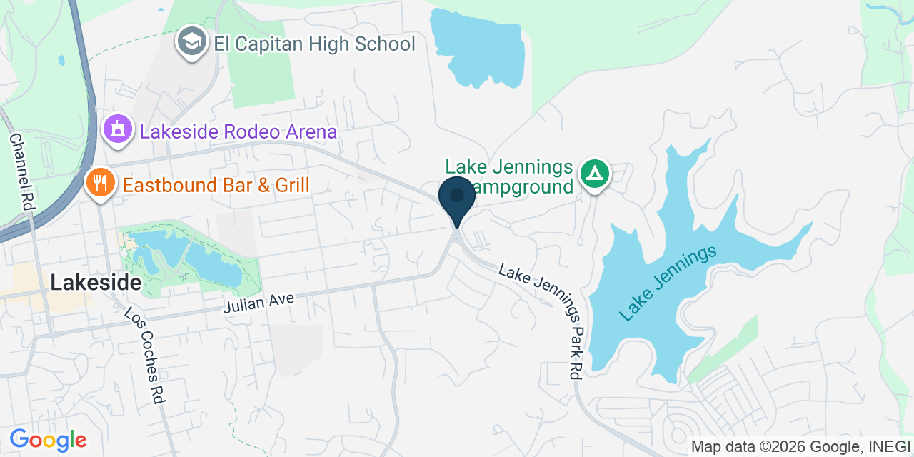 Map showing Lakeside, San Diego County, CA