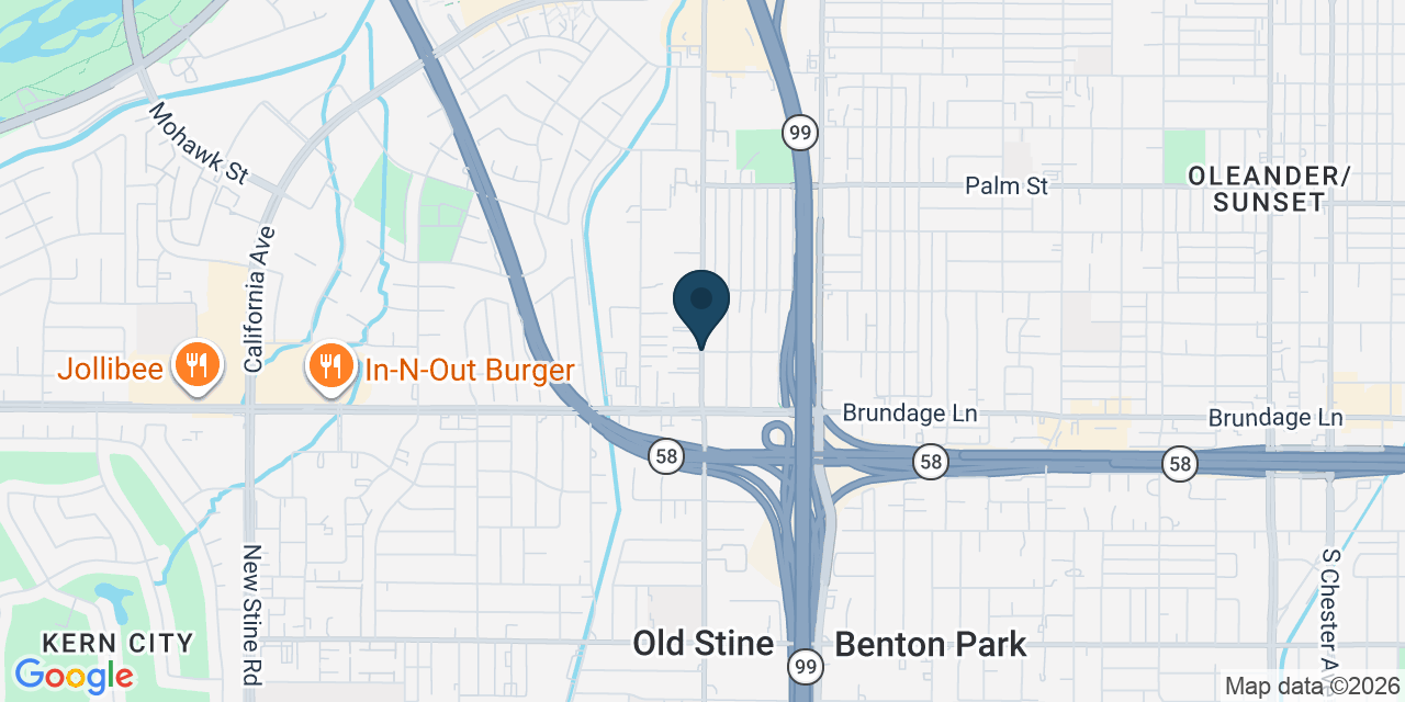 Map showing Bakersfield, Kern County, CA