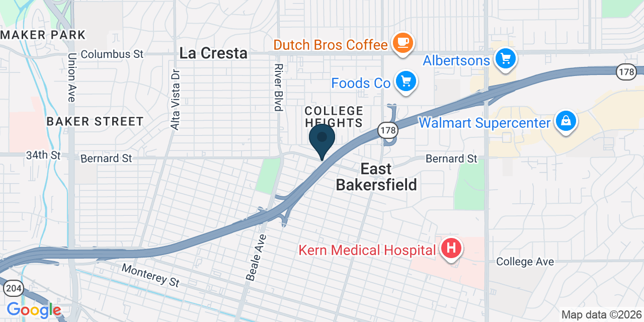 Map showing La Cresta, Kern County, CA