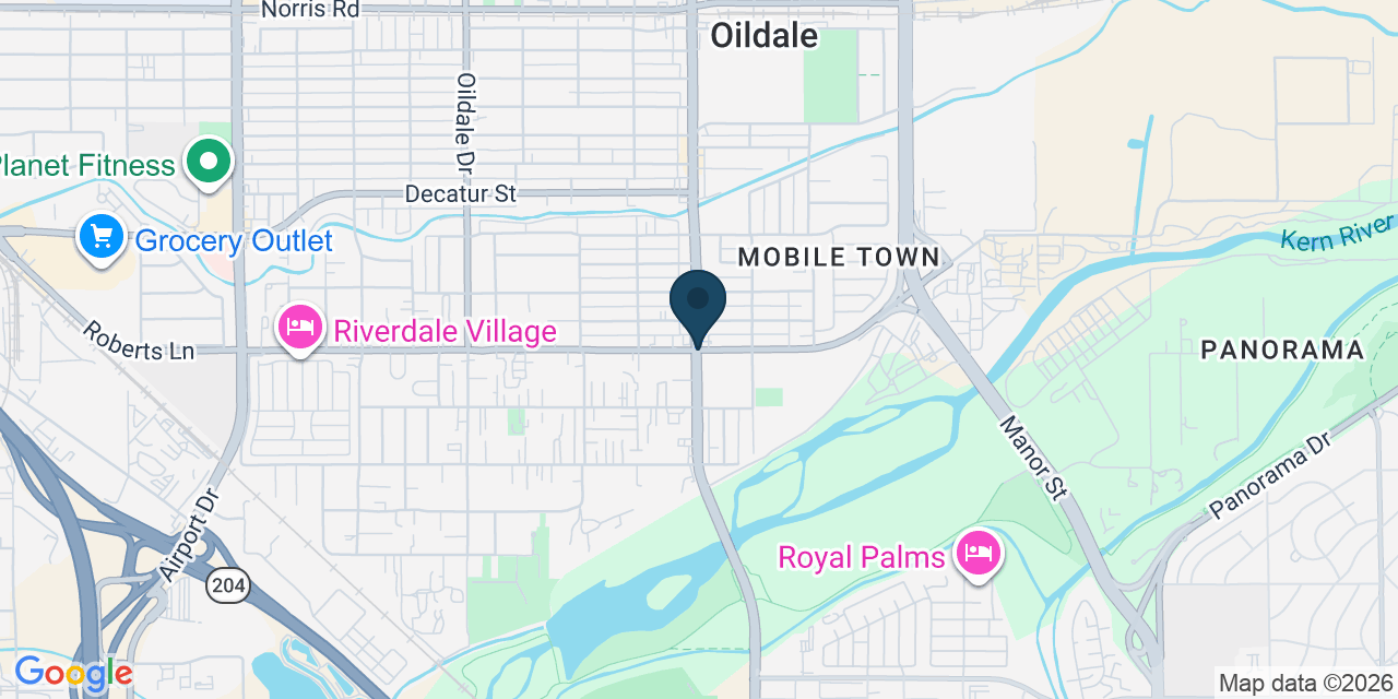 Map showing Oildale, Kern County, CA
