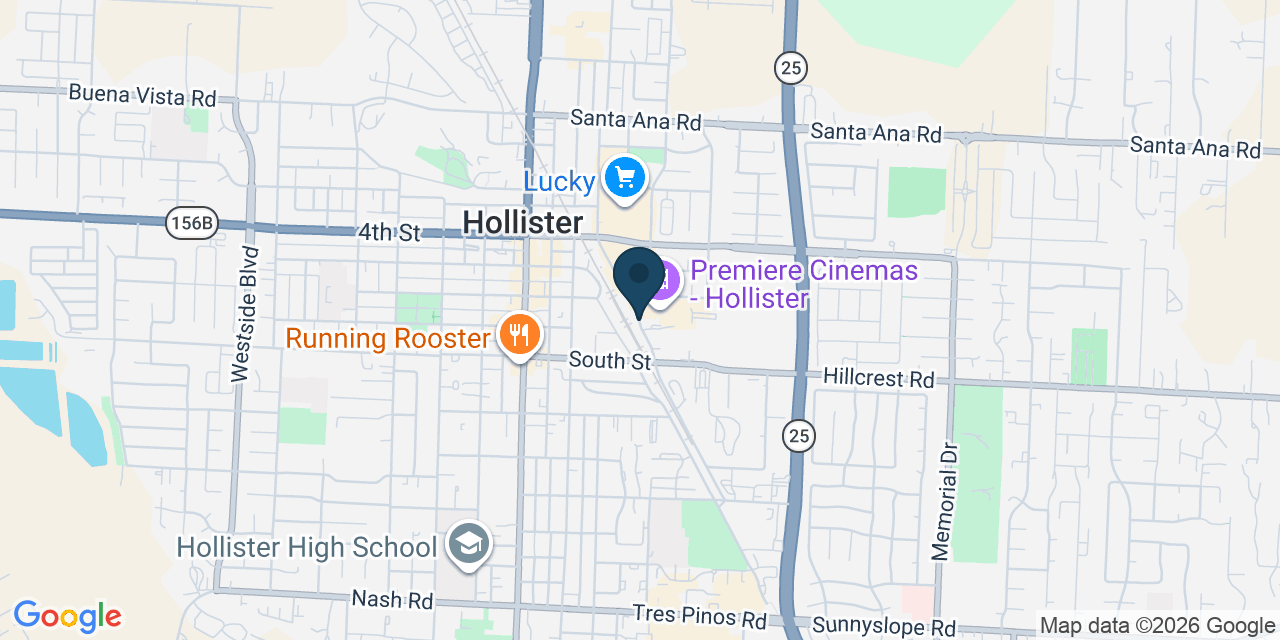 Map showing Hollister, San Benito County, CA