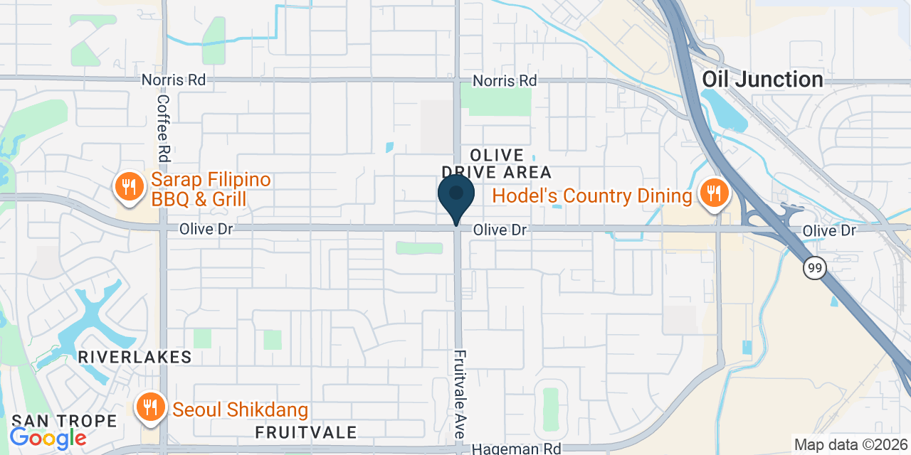 Map showing Olive Drive area, Kern County, CA
