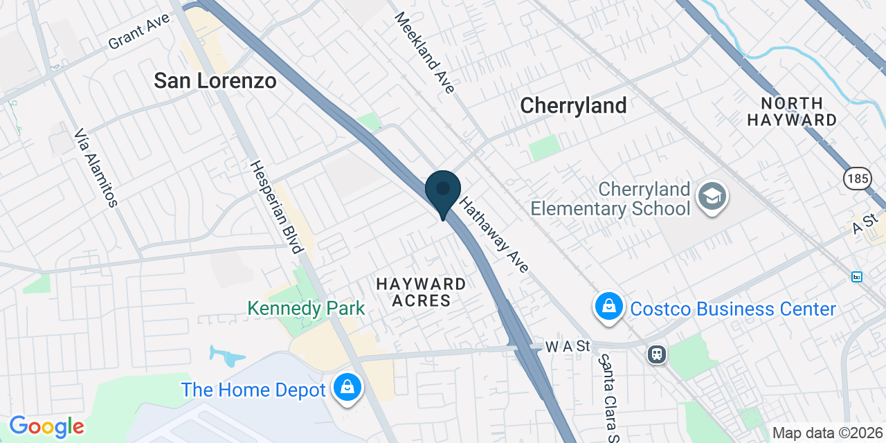 Map showing Hayward, Alameda County, CA