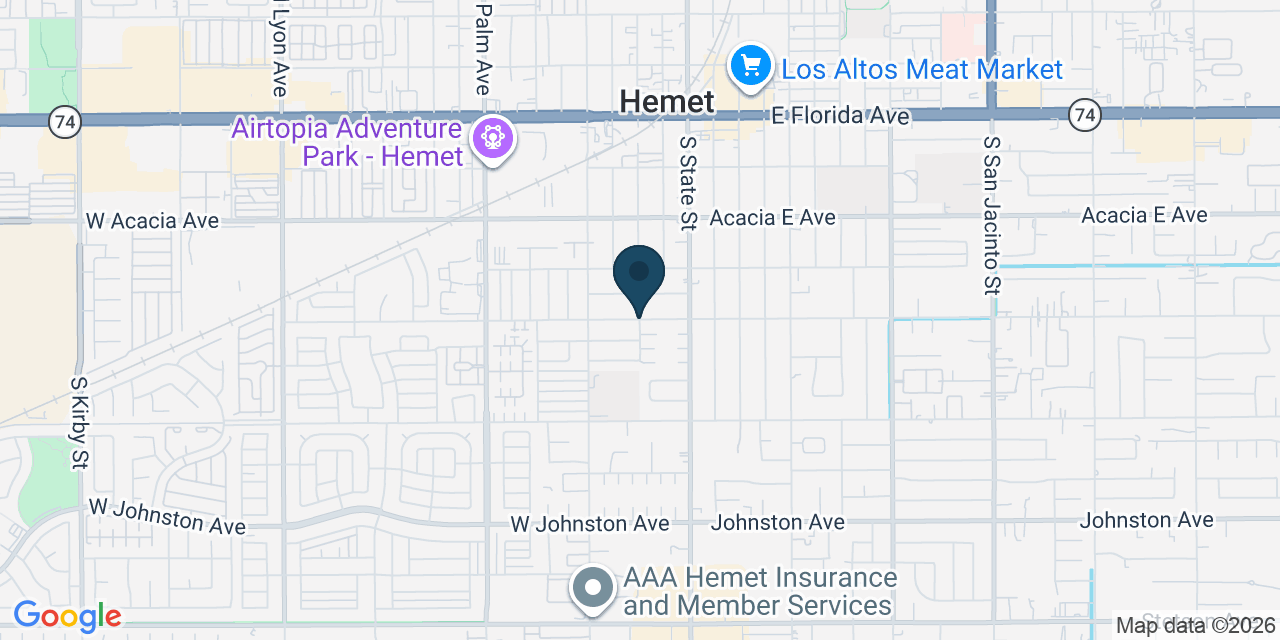 Map showing Hemet, Riverside County, CA