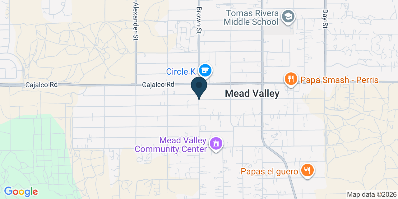 Map showing Mead Valley, Riverside County, CA