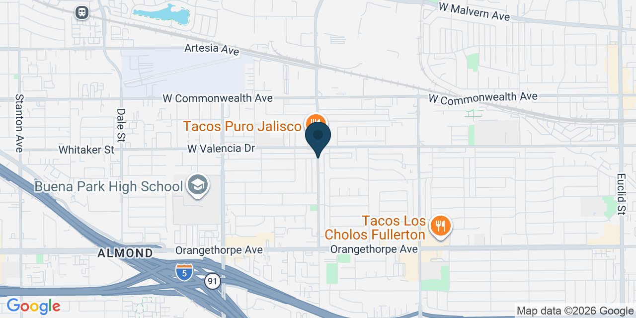 Map showing Fullerton, Orange County, CA