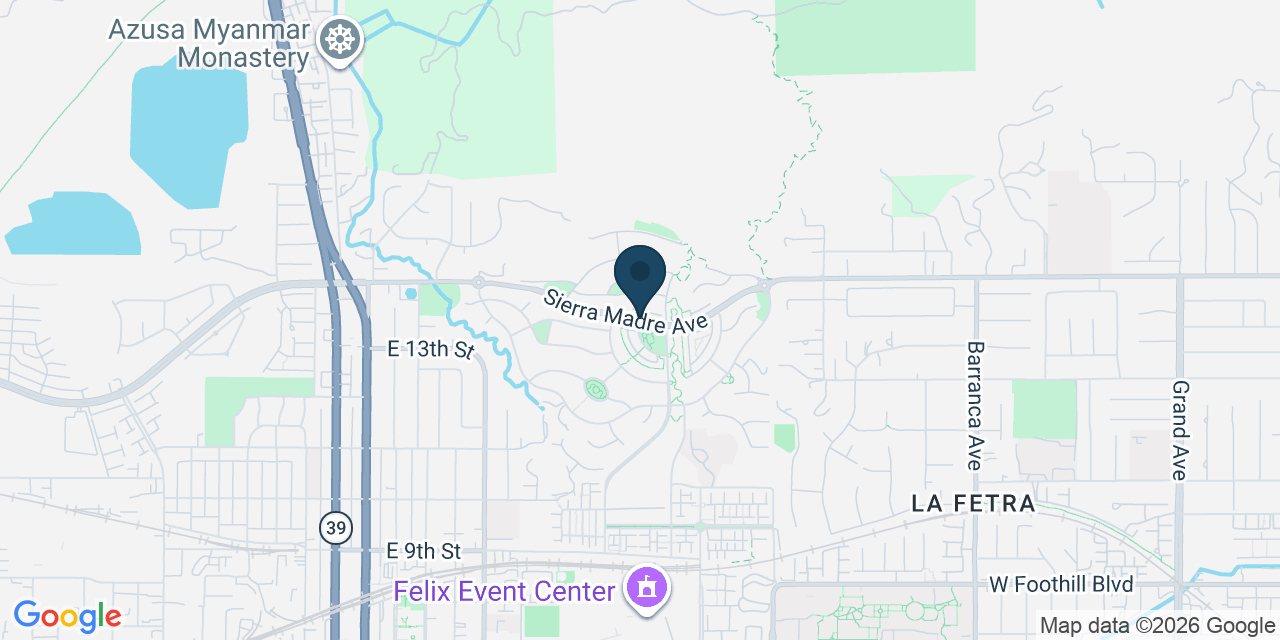 Map showing Azusa, Los Angeles County, CA